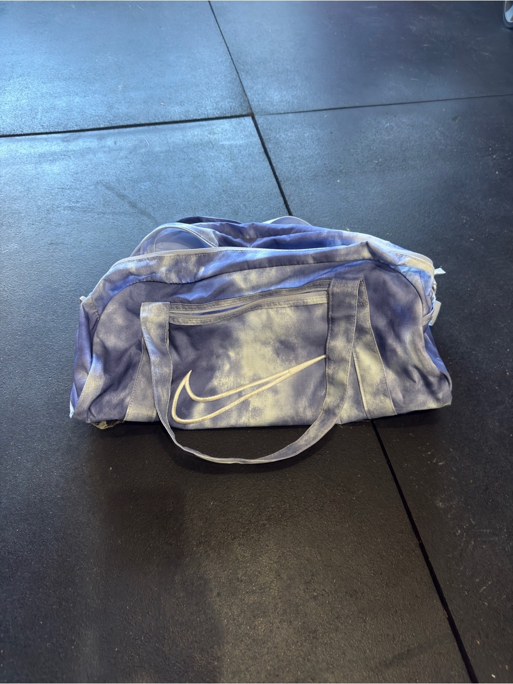 Nike Purple Tie-Dye Gym Duffel Bag with White Swoosh